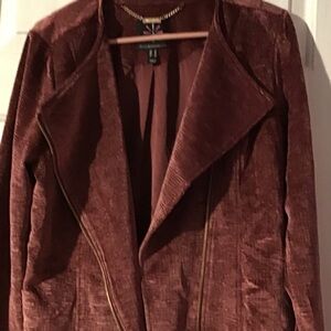 Isaac Mizrahi Women's Velvet Burgundy Blazer